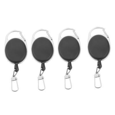 4 Pieces Retractable Keyring Extendable Metal Wire 60cm Keychain Clip Pull Key Ring Anti Lost ID Card Holder Key Chain Key Chains