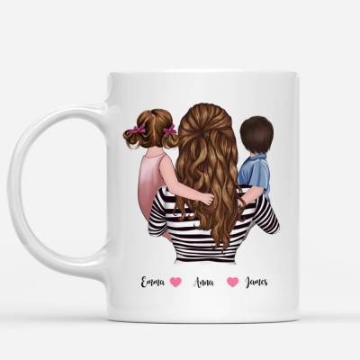 ส่วนบุคคลแก้วกาแฟครอบครัวแม่และลูกสาวลูกชายความสุขเป็นแม่ของขวัญแก้วถ้วย11Oz15Oz RR2010
