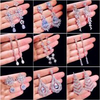 [Han ornaments] Solid 925 Drop ต่างหูสำหรับผู้หญิง Cubic Zirconia อารมณ์เครื่องประดับ Fine Vintage งานแต่งงาน Earless Hole Ear Clip Aretes