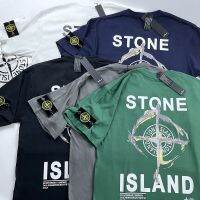 Stone Island T-Shirt Short-Sleeved Mens Summer 2023 Trend Tide Brand Explosion Style Black Cotton 100 Loose Couple Half-Sleeved