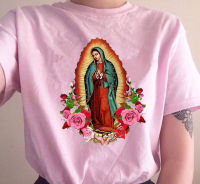 2023 NEW Kuakuayu Hjn Our Lady of Guadalupe Saint Virgin Mary with Roses T-shirt Casual Short Sleeves Christian Tee Catholic Faith Shirt fashion