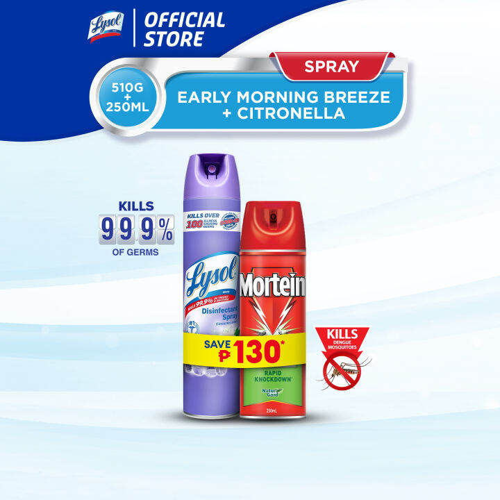 Lysol Disinfectant Spray Early Morning Breeze 510G + Mortein MIK ...