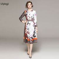 Fashionable All-Match Waist Slimming Positioning Printed Dress