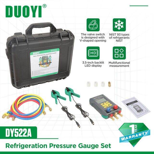 DUOYI DY522A Digital Manifold Meter Air Conditioning Vacuum Gauge for