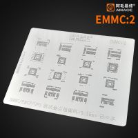 Amaoe Emmc/emcp/ufs Bga Stencil Ic Chip Reballing Pins เหล็กอัลลอยด์ดีบุกตาข่าย0.15Mm แม่แบบการทำความร้อนหนา Emmc:2 Emmc2