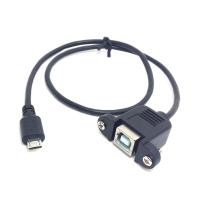 90 Degree Left Angled Micro-USB 5pin Micro USB 2.0 Male to USB2.0 B Type Female Connector Cable With Panel Mount Hole cable 0.3m Wires  Leads Adapters