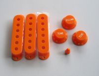 KAISH ST Style Guitar Pickup Covers Knobs (White Number) &amp; Switch Tip Orange