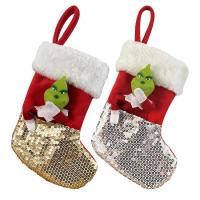 Christmas Stockings Fabric Santa Claus Sock Gift Kids Bag Snowman Deer Pocket Hanging Xmas Tree Ornament New Year 2023 elegantly