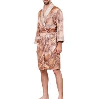 [COD]Mens Kimono เสื้อคลุมอาบน้ำผ้าไหมซาตินชุดนอนชุดนอน Night Gown Robes แขนยาว Sol Comfort Noble Dressing Gown ผู้ชาย Sleep Robes