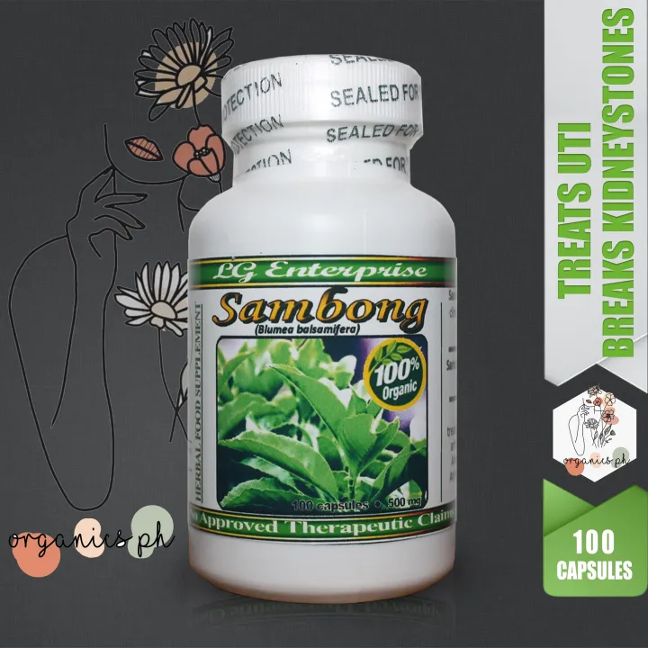 100 ORGANIC Sambong Capsules 500Mg Treats UTI and Breaks Kidney Stones