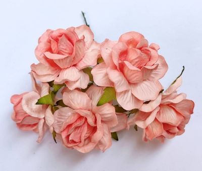 5 ดอก /  ดอกไม้กระดาษ (OS2) ดอกไม้ประดิษฐ์ ดอกกุหลาบ 45 มม มีหลายสี ดอกไม้กระดาษสา ดอกไม้ทำมงกุฎ