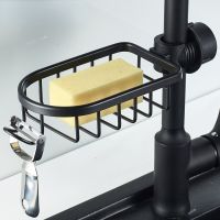 Adjustable Faucet Drainage Rack Bathroom Shelf Black White Shower Sponge Storage Holder Basket Kitchen Sundries Storage Rack Bathroom Counter Storage