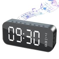 Blue Tooth Speaker Clock Wireless Clock Blue Tooth Speaker 2 In 1 Mirror Clock Radio Broadcast Card Speaker Blue Tooth 4.2 White