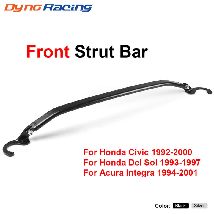 Black Front Upper Strut Brace Tie Bar Rear Kit For Honda Civic 92