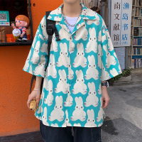 ร้าน JQGQ พิมพ์ลายเสื้อเต็มสำหรับเด็กผู้ชายเสื้อแขนสั้นแบบเฉพาะสไตล์ฮ่องกงสไตล์ญี่ปุ่นเสื้อแจ็คเก็ตบางฤดูร้อน