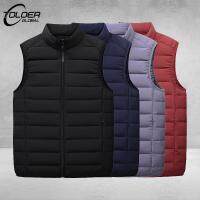 ZZOOI Winter Mens Ultralight Sleeveless Duck Down Vest Warm Lightweight Waistcoat Solid Jackets Male Fashion Waterproof Zipper Coats