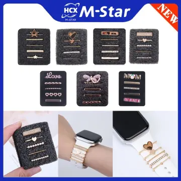 Smart Watch Silicone Strap Accessories 5pcs Diamond Ring for Apple Watch 7  6 5 for Samsung Galaxy Watch Band Ornament Nails