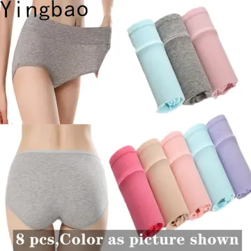 8 Colours Women Cotton Underwear High Waist Panties For Ladies