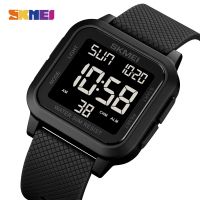 SKMEI นาฬิกาโครโนปลุกนาฬิกาสปอร์ตผู้ชาย5บาร์นาฬิกาทหารกันน้ำ,Jam Tangan Digital กันกระแทกนาฬิกาหน้าจอ LED