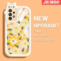 JIUMOO A13ปลอกสำหรับ Samsung 5G เคส A04s ลายดอกไม้ภาพวาดสีน้ำมันแฟชั่นสีสันสดใสน่ารักรูปทรงมอนสเตอร์เลนส์กล้องถ่ายรูปแบบนิ่มซิลิโคนเคสใสกันกระแทกแบบใสง่าย