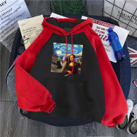 Picture Of Me And Mona Lisa Print Hoodies Pattern Loose Hoodie Cartoons Pullover Clothing Pocket Fleece Raglan Sweatshirt Women