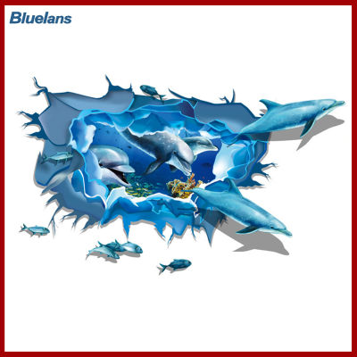 Bluelans®3D Dolphins สติ๊กเกอร์ติดผนังที่ถอดออกได้รูปลอกห้องนั่งเล่นในบ้านห้องนอนเครื่องตกแต่งฝาผนัง