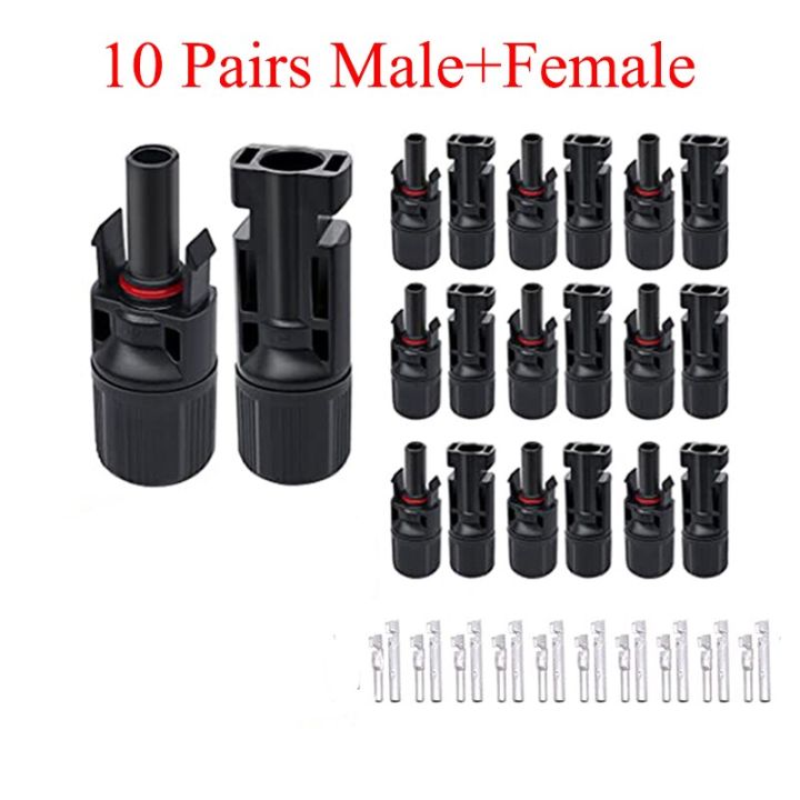 Holiday Discounts 10Pairs X Solar PV Connector Male Female Solar Connectors Solar Panel Branch Series Connect For Solar Power System
