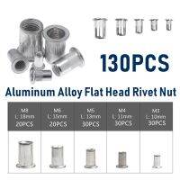 130PCS M3/4/5/6/8/10 Aluminum Alloy Rivnut Flat Head Threaded Rivet Insert Nutsert Cap Rivet Nut