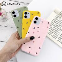 【Great. Cell phone case】Lovebay ซิลิโคนหัวใจรักกรณีโทรศัพท์สำหรับ iPhone 11 12 13 Pro Max X XR XS มินิ7 8 6วินาทีบวก SE 2020ลูกอมสี Soft TPU ปก