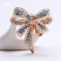 【YF】 High-grade Exquisite Rhinestone Bow Brooch Fashion Temperament Womens Clothing Accessories