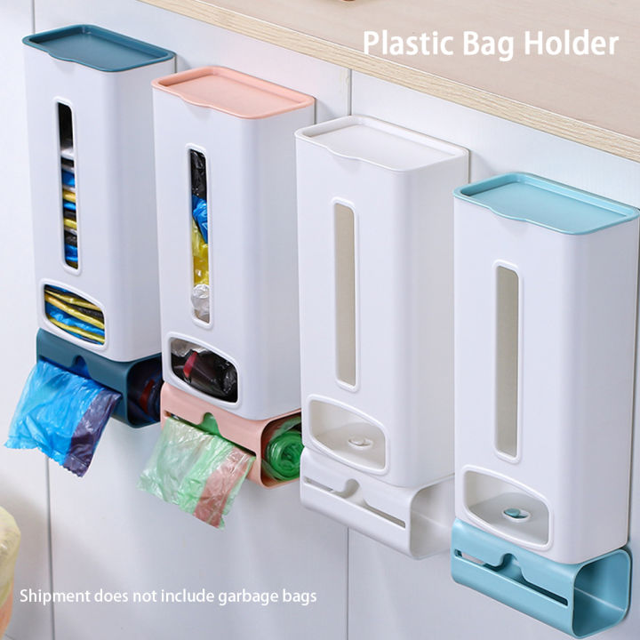 wall-mounted-holder-paper-towel-garbage-bag-storage-box-pull-rack-multifunction-recycling-self-adhesive-plastic-carrier