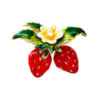 Upingi-Lovely Floral Strawberry Brooch Enamel Silk Scarf Buckle Clothing Accessories Fruit Broochesc474or