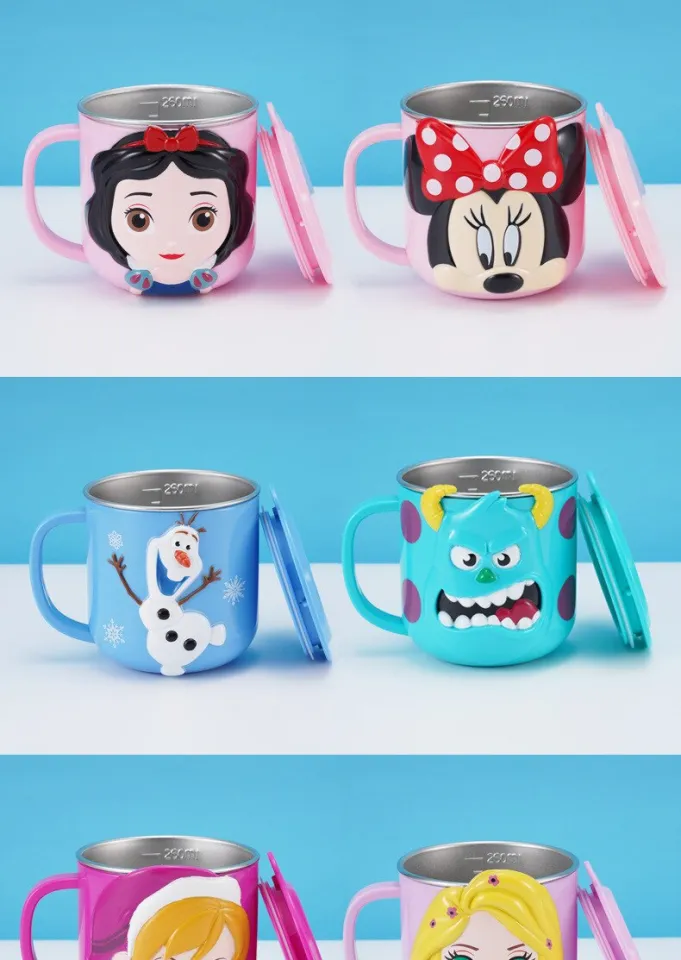 260ml Stainless Steel Disney Mugs for Kids Cute Cartoon Princess