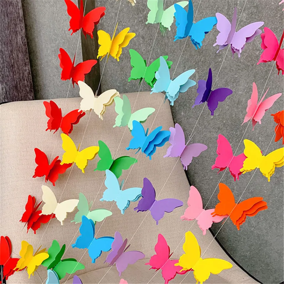 3D Colorful Paper Garland Butterfly Paper Garland Paper Rope ...