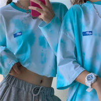 Joanna M❤️Women T Shirt Short Sleeve Long Sleeve Baju Crop Top Women Clothes Blouse Loose Clothing Tops 短款短袖T恤女韩版宽松ins扎染闺蜜装上衣潮