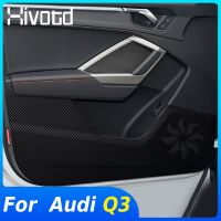 Hivotd For Audi Q3 2023-2019 Essories Car Door Anti Kick Pad Stickers Protection Carbon Fiber Inner Door Side Edge Film Parts