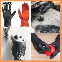 GEORG 20PCS สีส้มสีดำ ถุงมือสำหรับทำงาน ลายเพชร ไนไตรล์ ถุงมือซ่อมรถยนต์ ทนทานต่อการใช้งาน ป้องกันการลื่นไถล ถุงมือใช้ในครัวเรือน ใช้ได้ทุกเพศ