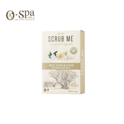 O-Spa Natural SCRUB ME Rice Scrub Soap - Jasmine &amp; Magnolia 140g โอสปา สบู่สครับเม็ดข้าว กลิ่นดอกมะลิและดอกแมกโนเลีย 140g