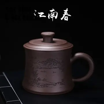 Handmade Ceramic Retro Yixing Dragon Phenix Purple Clay Tea Mug