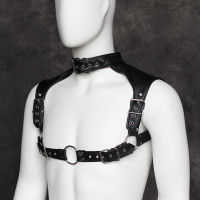 Pu Leather Metal Eyelets Double Shoulders Men Belts Adjustable Body Chest Harness Straps Goth Punk Rock Choker Shoulder Belts