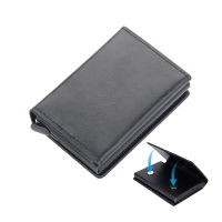 ผู้ชายผู้ถือบัตรธุรกิจ RFID กระเป๋าสตางค์สีดำ กาแฟ Minimalist Magnetic Smart Wallets Auto Pop-Up Card Holder Wallet For Women