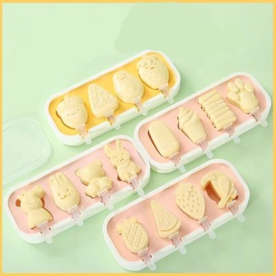 hot【cw】 Silicone Mold Popsicle Siamese Molds with Lid Homemade Cartoon Tools