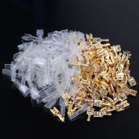 200Pcs Female Crimp Terminal Connector 2.8/4.8/6.3mm Gold Brass Car Speaker Electric Wire Connectors Set 22 16 AWG