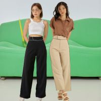 COPPER.BKK Latte Pants    กางเกงขายาว ขอบยื่น เอวสูง