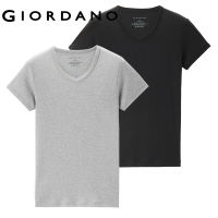 Giordanoผู้ชาย เสื้อสเวตเตอร์ สองแพ็คผ้าฝ้ายสีทึบคอวีแขนสั้นเสื้อยืด Free Shipping 18242013GHYJ