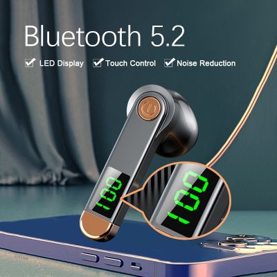 [Orange home earphone cover] TWS หูฟังบลูทูธ V5.2หูฟังไร้สายหูฟังชนิดใส่ในหูกันน้ำสเตอริโอกีฬาเสียงชุดหูฟังขนาดเล็กพร้อมจอแสดงผล LED ใหม่