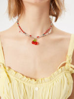 Cider สร้อยคอผู้หญิง สร้อยคอลูกปัดแฟชั่นผญ ลุคสตรีท สไตล์เกาหลีCheery Heart Decor Necklace