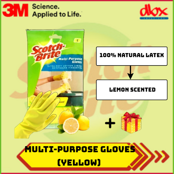 3M ScotchBrite MultiPurpose Gloves (Yellow) + Free Gift !! Lazada