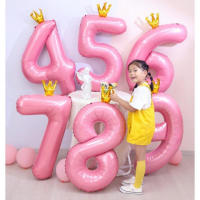 สีมชมพู Number 0-9 balloon บอลลูนตัวเลข (ขายเป็นชิ้น)(TOY630)