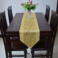 Chinese Style Red Table Runner Satin Luxury Wedding Decoration Chinese Knot Tassel Tea Bed Table Runner Cloth